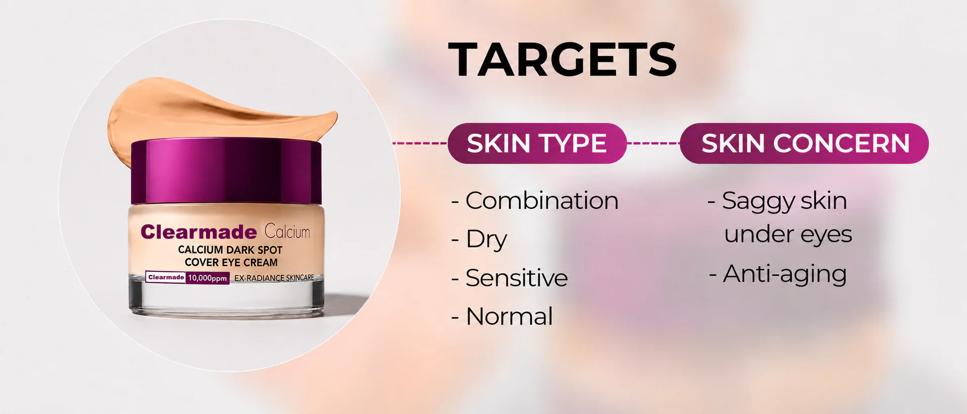 Natravor calcium dark spot cover eye cream banner